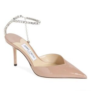 New Jimmy Choo Saeda Crystal ankle strap‎ pointed toe pump size 36EU